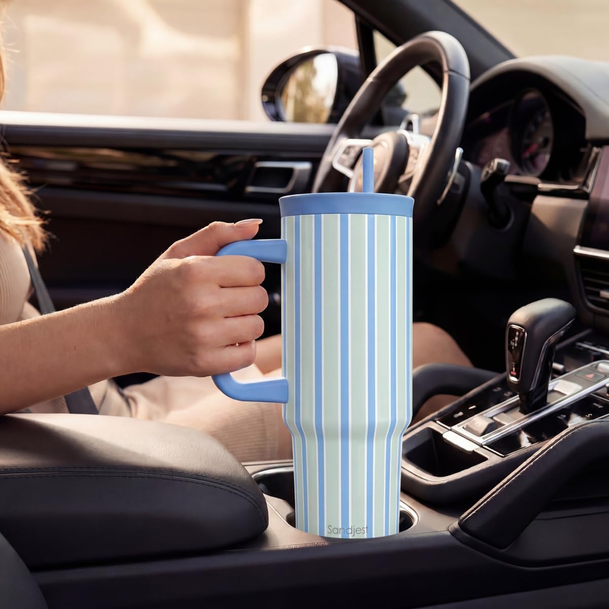 Lemon Stainless Steel Locking Lid Silicone Straw Tumbler with Handle 40oz, Insulated Stainless Steel Travel Cup for Women Girls Friends, Gift Idea for Birthday Summer Vacation