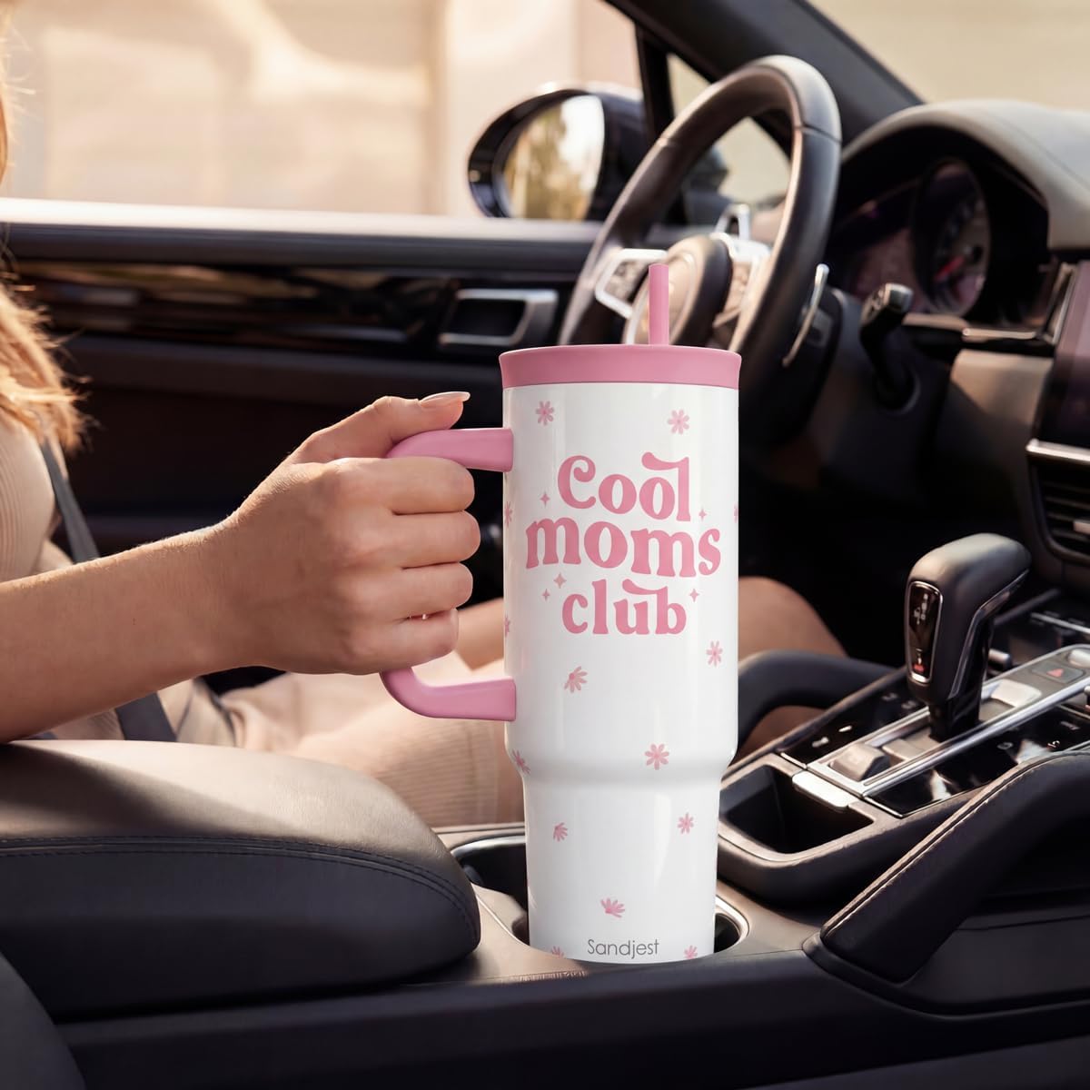 Lemon Stainless Steel Locking Lid Silicone Straw Tumbler with Handle 40oz, Insulated Stainless Steel Travel Cup for Women Girls Friends, Gift Idea for Birthday Summer Vacation