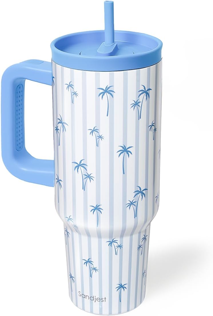Lemon Stainless Steel Locking Lid Silicone Straw Tumbler with Handle 40oz, Insulated Stainless Steel Travel Cup for Women Girls Friends, Gift Idea for Birthday Summer Vacation