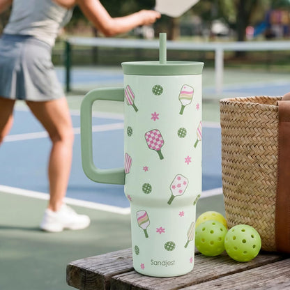 Lemon Stainless Steel Locking Lid Silicone Straw Tumbler with Handle 40oz, Insulated Stainless Steel Travel Cup for Women Girls Friends, Gift Idea for Birthday Summer Vacation