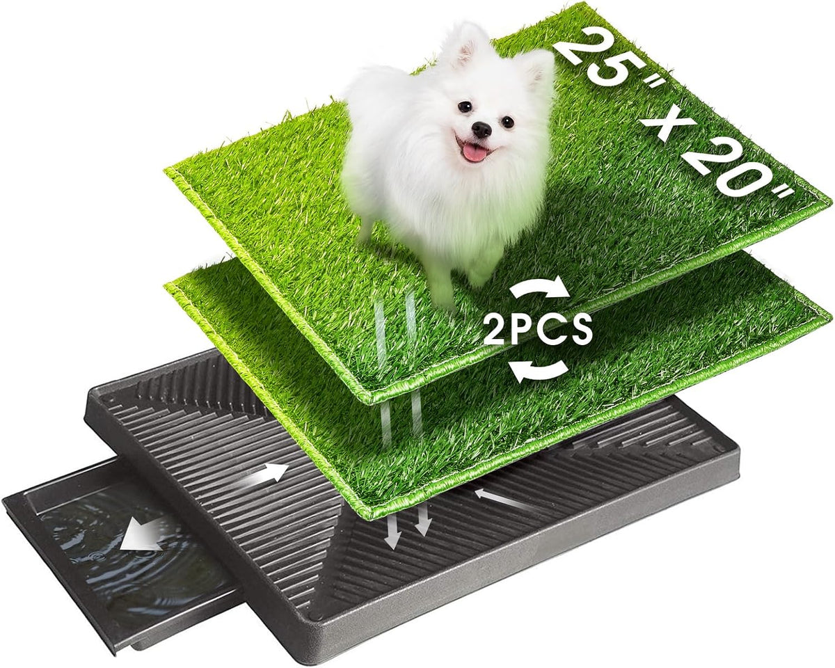 Dog Toilet Indoor Puppy Training Pad, 25''x20'', Dog Potty Pet Training Grass Mat, Removable Waste Tray for Easier Clean Up, Artificial Turf