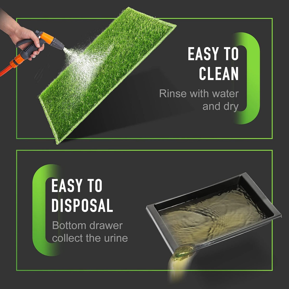 Dog Toilet Indoor Puppy Training Pad, 25''x20'', Dog Potty Pet Training Grass Mat, Removable Waste Tray for Easier Clean Up, Artificial Turf