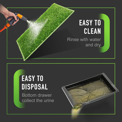 Dog Toilet Indoor Puppy Training Pad, 25''x20'', Dog Potty Pet Training Grass Mat, Removable Waste Tray for Easier Clean Up, Artificial Turf