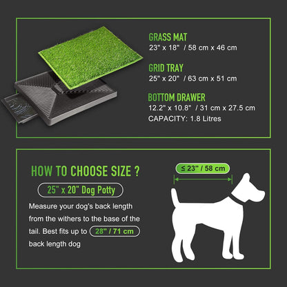 Dog Toilet Indoor Puppy Training Pad, 25''x20'', Dog Potty Pet Training Grass Mat, Removable Waste Tray for Easier Clean Up, Artificial Turf