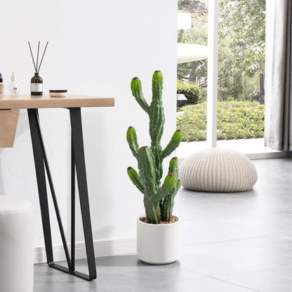 32” Artificial Cactus Plants, Tall Artificial Plants Outdoor, Tall Fake Cacti Plant UV-Resistant in White Pot, Faux Floor Plants for Indoor Home Office Hotel Bedroom Patio Balcony Garden
