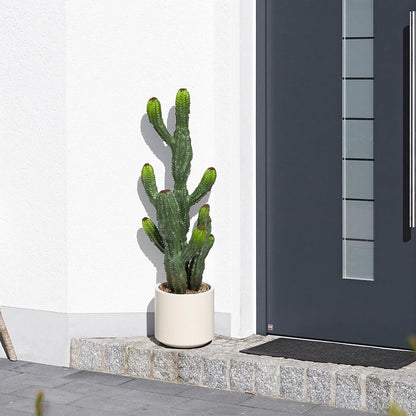 32” Artificial Cactus Plants, Tall Artificial Plants Outdoor, Tall Fake Cacti Plant UV-Resistant in White Pot, Faux Floor Plants for Indoor Home Office Hotel Bedroom Patio Balcony Garden