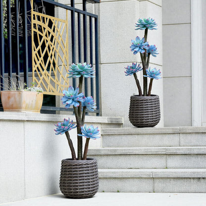 32” Artificial Cactus Plants, Tall Artificial Plants Outdoor, Tall Fake Cacti Plant UV-Resistant in White Pot, Faux Floor Plants for Indoor Home Office Hotel Bedroom Patio Balcony Garden