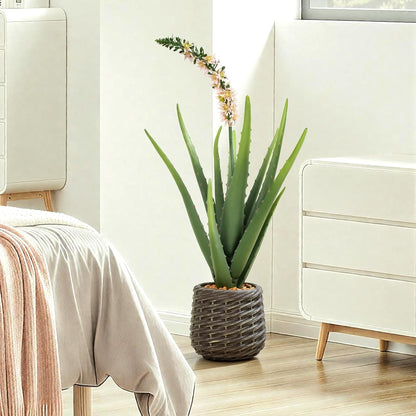 32” Artificial Cactus Plants, Tall Artificial Plants Outdoor, Tall Fake Cacti Plant UV-Resistant in White Pot, Faux Floor Plants for Indoor Home Office Hotel Bedroom Patio Balcony Garden