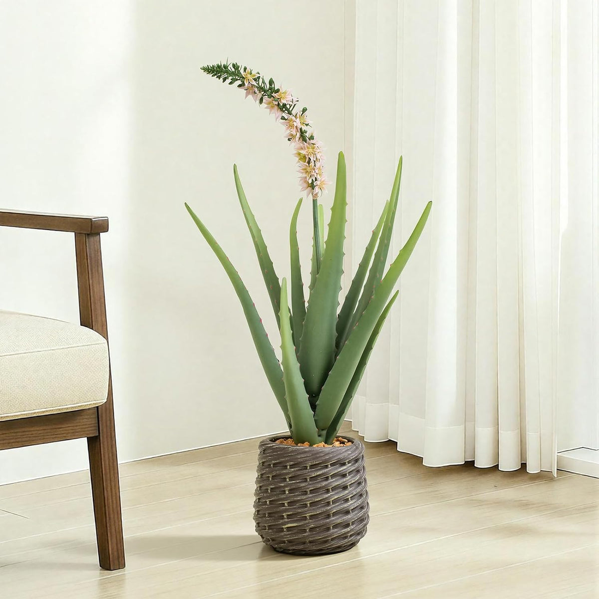 32” Artificial Cactus Plants, Tall Artificial Plants Outdoor, Tall Fake Cacti Plant UV-Resistant in White Pot, Faux Floor Plants for Indoor Home Office Hotel Bedroom Patio Balcony Garden