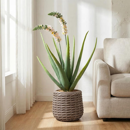 32” Artificial Cactus Plants, Tall Artificial Plants Outdoor, Tall Fake Cacti Plant UV-Resistant in White Pot, Faux Floor Plants for Indoor Home Office Hotel Bedroom Patio Balcony Garden