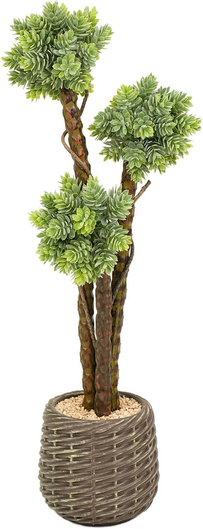 32” Artificial Cactus Plants, Tall Artificial Plants Outdoor, Tall Fake Cacti Plant UV-Resistant in White Pot, Faux Floor Plants for Indoor Home Office Hotel Bedroom Patio Balcony Garden