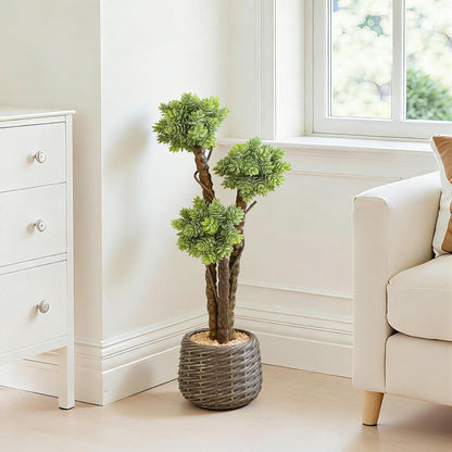 32” Artificial Cactus Plants, Tall Artificial Plants Outdoor, Tall Fake Cacti Plant UV-Resistant in White Pot, Faux Floor Plants for Indoor Home Office Hotel Bedroom Patio Balcony Garden