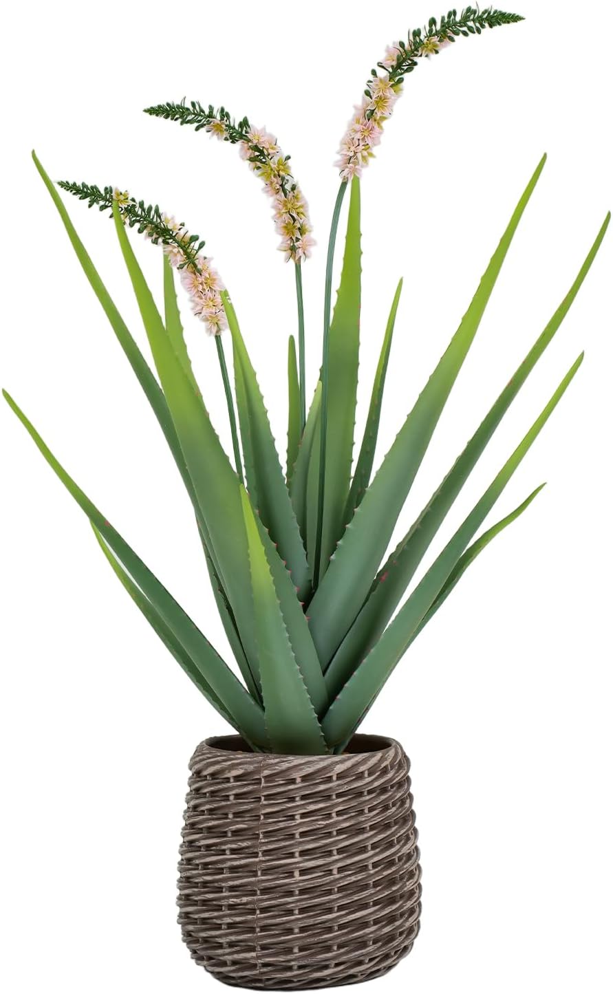 32” Artificial Cactus Plants, Tall Artificial Plants Outdoor, Tall Fake Cacti Plant UV-Resistant in White Pot, Faux Floor Plants for Indoor Home Office Hotel Bedroom Patio Balcony Garden