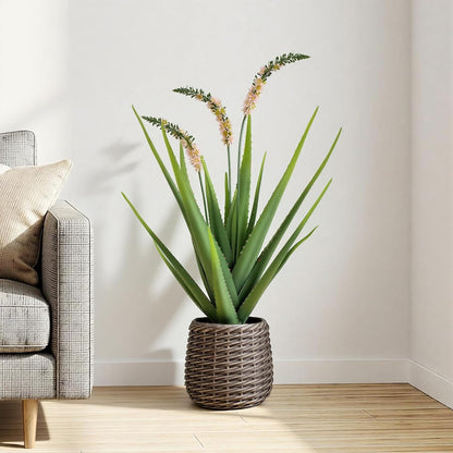 32” Artificial Cactus Plants, Tall Artificial Plants Outdoor, Tall Fake Cacti Plant UV-Resistant in White Pot, Faux Floor Plants for Indoor Home Office Hotel Bedroom Patio Balcony Garden