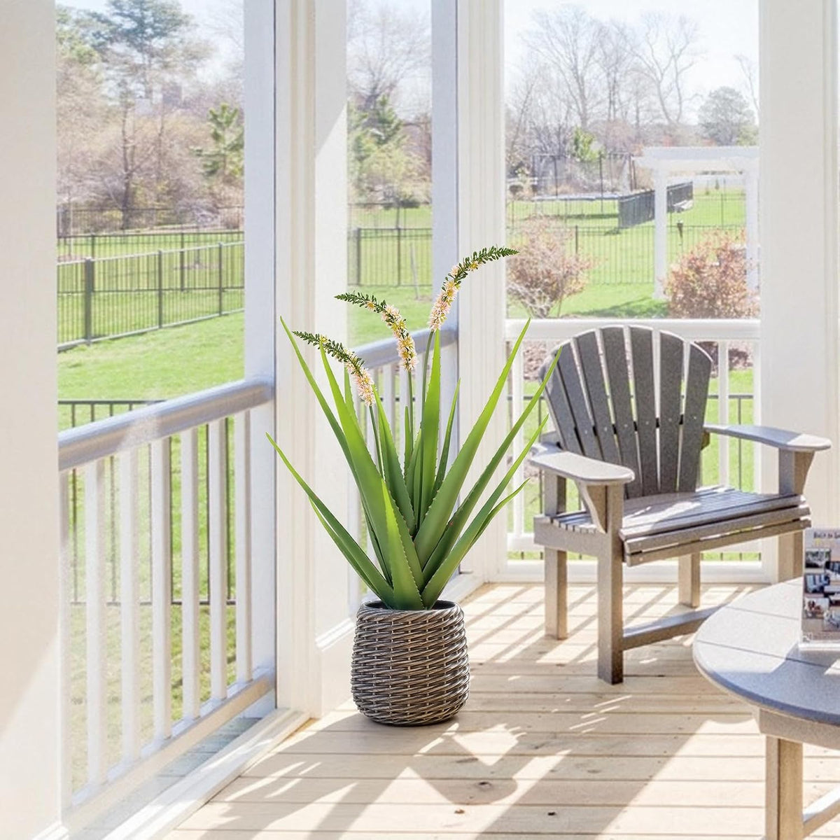 32” Artificial Cactus Plants, Tall Artificial Plants Outdoor, Tall Fake Cacti Plant UV-Resistant in White Pot, Faux Floor Plants for Indoor Home Office Hotel Bedroom Patio Balcony Garden