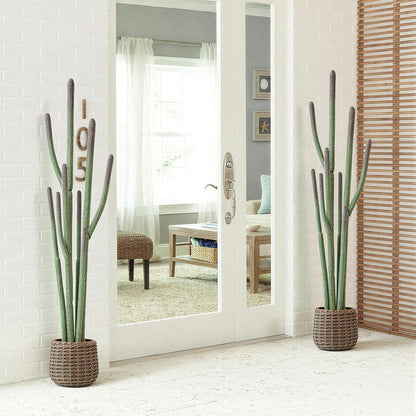 32” Artificial Cactus Plants, Tall Artificial Plants Outdoor, Tall Fake Cacti Plant UV-Resistant in White Pot, Faux Floor Plants for Indoor Home Office Hotel Bedroom Patio Balcony Garden