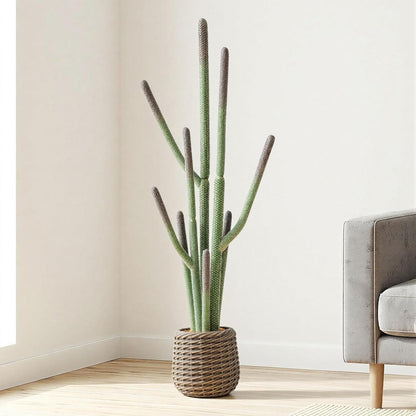 32” Artificial Cactus Plants, Tall Artificial Plants Outdoor, Tall Fake Cacti Plant UV-Resistant in White Pot, Faux Floor Plants for Indoor Home Office Hotel Bedroom Patio Balcony Garden