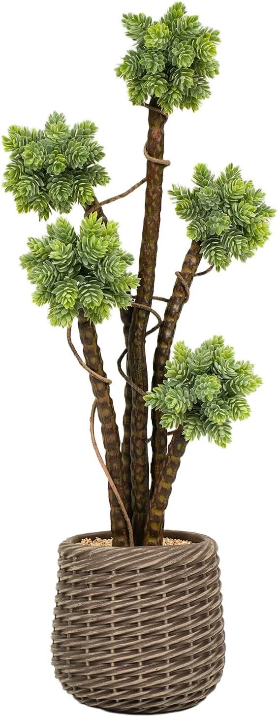 32” Artificial Cactus Plants, Tall Artificial Plants Outdoor, Tall Fake Cacti Plant UV-Resistant in White Pot, Faux Floor Plants for Indoor Home Office Hotel Bedroom Patio Balcony Garden