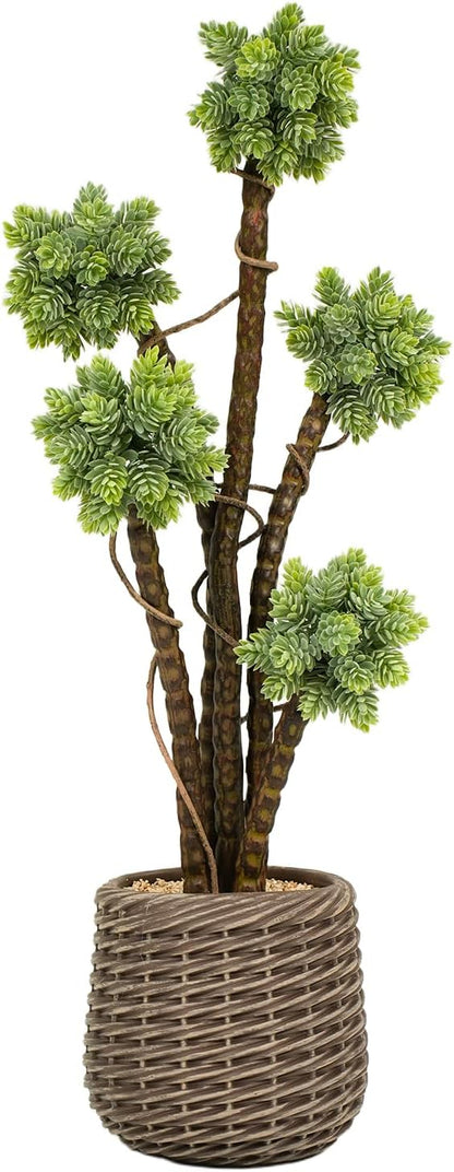 32” Artificial Cactus Plants, Tall Artificial Plants Outdoor, Tall Fake Cacti Plant UV-Resistant in White Pot, Faux Floor Plants for Indoor Home Office Hotel Bedroom Patio Balcony Garden