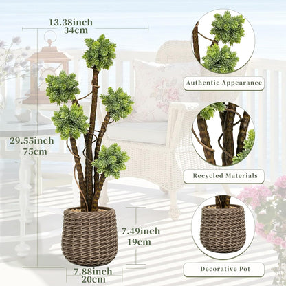 32” Artificial Cactus Plants, Tall Artificial Plants Outdoor, Tall Fake Cacti Plant UV-Resistant in White Pot, Faux Floor Plants for Indoor Home Office Hotel Bedroom Patio Balcony Garden