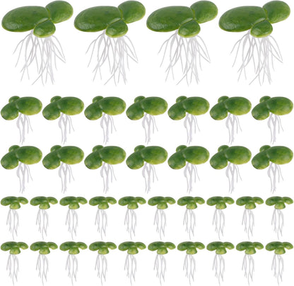 36 Pack Artificial Mini Duckweed with Root Plastic Floating Fish Plants for Aquarium Tank Decor
