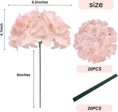 20Pcs Brown Hydrangea Artificial Flowers Bulk Realistic Silk Faux Hydrangea Heads with Stems Fake Flowers for Wedding Table Centerpieces, Arch,Baby Shower,Home,Party DIY Decoration