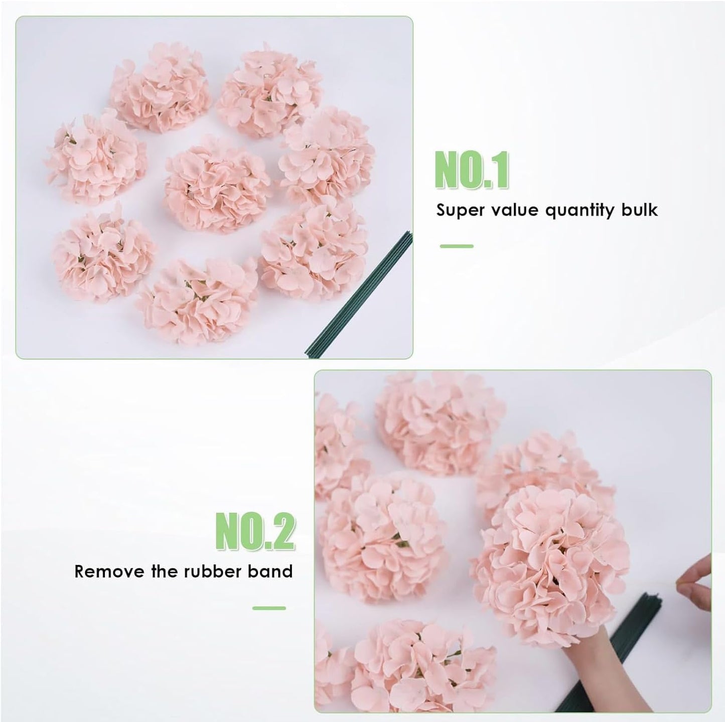 20Pcs Brown Hydrangea Artificial Flowers Bulk Realistic Silk Faux Hydrangea Heads with Stems Fake Flowers for Wedding Table Centerpieces, Arch,Baby Shower,Home,Party DIY Decoration