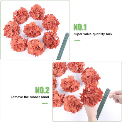 20Pcs Brown Hydrangea Artificial Flowers Bulk Realistic Silk Faux Hydrangea Heads with Stems Fake Flowers for Wedding Table Centerpieces, Arch,Baby Shower,Home,Party DIY Decoration