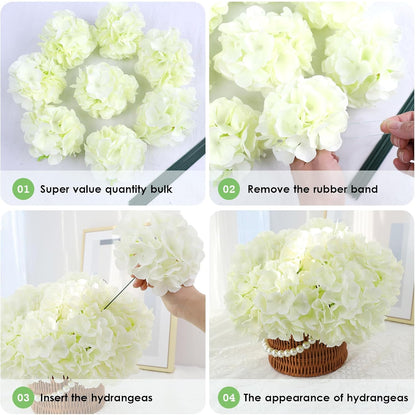 20Pcs Brown Hydrangea Artificial Flowers Bulk Realistic Silk Faux Hydrangea Heads with Stems Fake Flowers for Wedding Table Centerpieces, Arch,Baby Shower,Home,Party DIY Decoration
