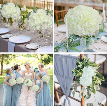 20Pcs Brown Hydrangea Artificial Flowers Bulk Realistic Silk Faux Hydrangea Heads with Stems Fake Flowers for Wedding Table Centerpieces, Arch,Baby Shower,Home,Party DIY Decoration
