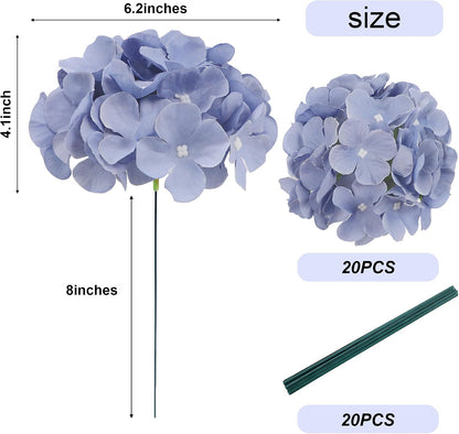20Pcs Brown Hydrangea Artificial Flowers Bulk Realistic Silk Faux Hydrangea Heads with Stems Fake Flowers for Wedding Table Centerpieces, Arch,Baby Shower,Home,Party DIY Decoration