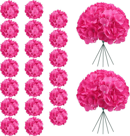 20Pcs Brown Hydrangea Artificial Flowers Bulk Realistic Silk Faux Hydrangea Heads with Stems Fake Flowers for Wedding Table Centerpieces, Arch,Baby Shower,Home,Party DIY Decoration