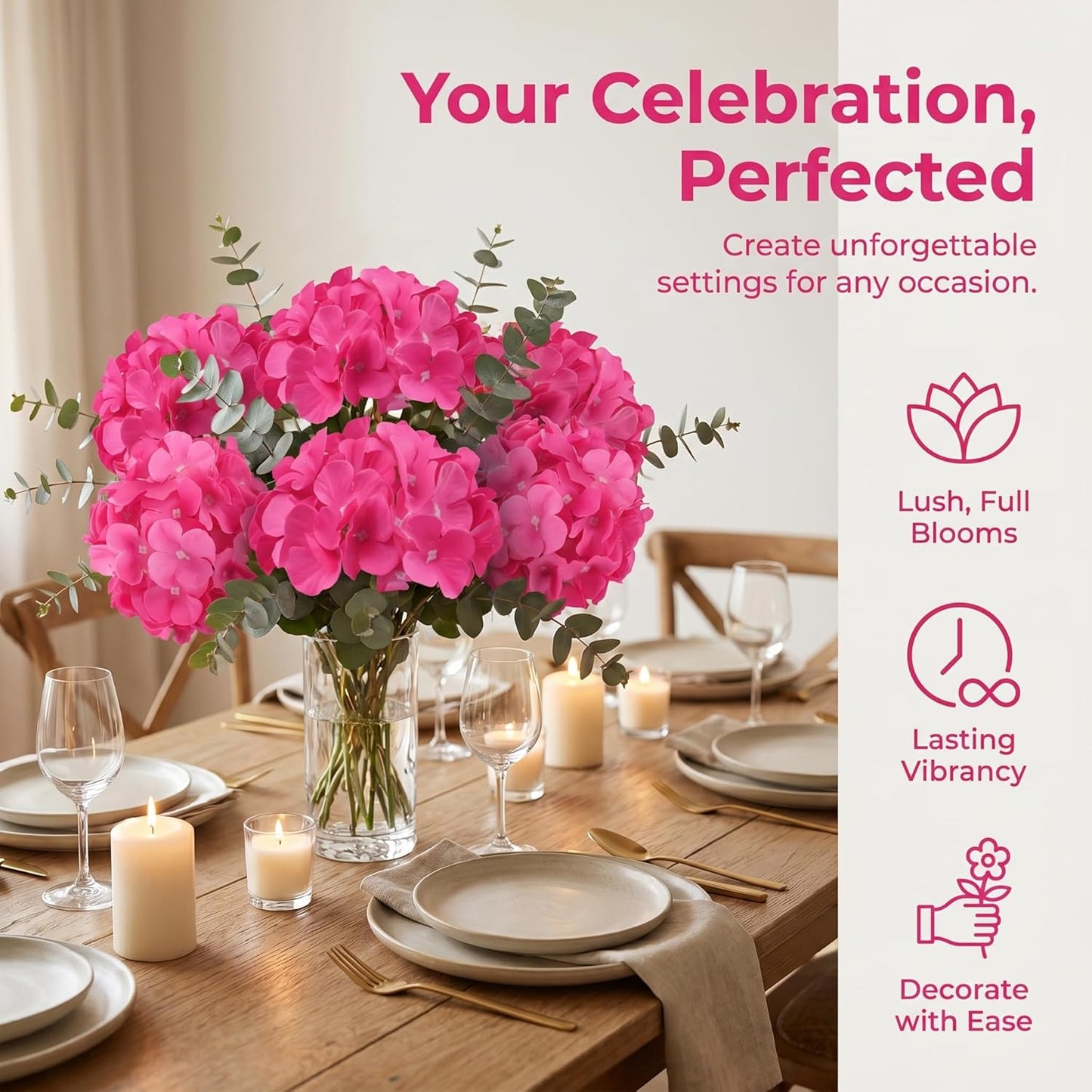 20Pcs Brown Hydrangea Artificial Flowers Bulk Realistic Silk Faux Hydrangea Heads with Stems Fake Flowers for Wedding Table Centerpieces, Arch,Baby Shower,Home,Party DIY Decoration