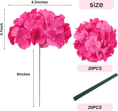 20Pcs Brown Hydrangea Artificial Flowers Bulk Realistic Silk Faux Hydrangea Heads with Stems Fake Flowers for Wedding Table Centerpieces, Arch,Baby Shower,Home,Party DIY Decoration