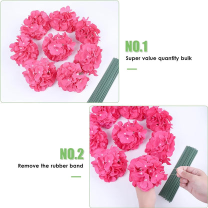 20Pcs Brown Hydrangea Artificial Flowers Bulk Realistic Silk Faux Hydrangea Heads with Stems Fake Flowers for Wedding Table Centerpieces, Arch,Baby Shower,Home,Party DIY Decoration