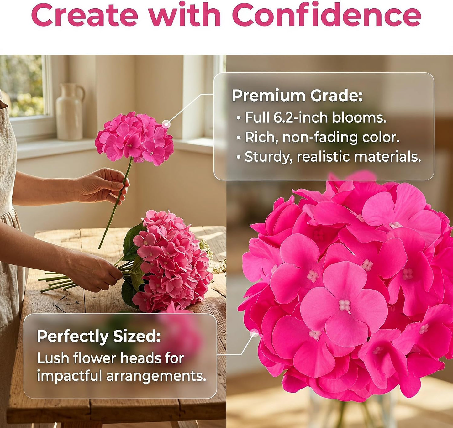 20Pcs Brown Hydrangea Artificial Flowers Bulk Realistic Silk Faux Hydrangea Heads with Stems Fake Flowers for Wedding Table Centerpieces, Arch,Baby Shower,Home,Party DIY Decoration