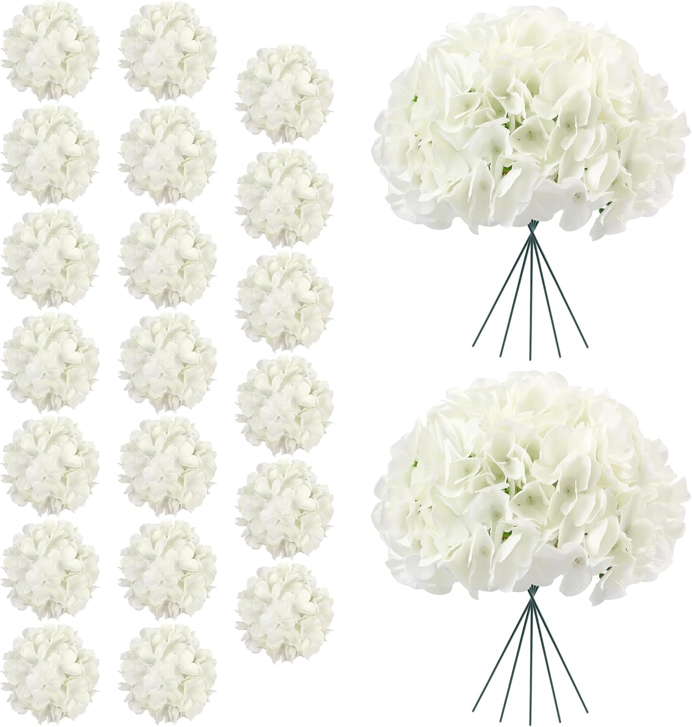 20Pcs Brown Hydrangea Artificial Flowers Bulk Realistic Silk Faux Hydrangea Heads with Stems Fake Flowers for Wedding Table Centerpieces, Arch,Baby Shower,Home,Party DIY Decoration