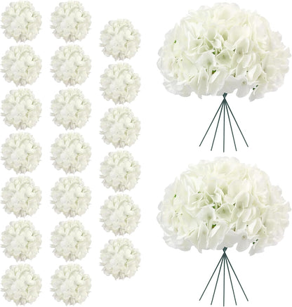 20Pcs Brown Hydrangea Artificial Flowers Bulk Realistic Silk Faux Hydrangea Heads with Stems Fake Flowers for Wedding Table Centerpieces, Arch,Baby Shower,Home,Party DIY Decoration