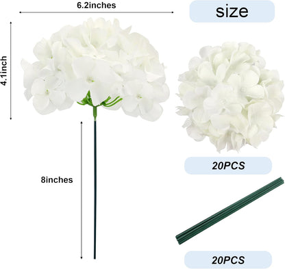 20Pcs Brown Hydrangea Artificial Flowers Bulk Realistic Silk Faux Hydrangea Heads with Stems Fake Flowers for Wedding Table Centerpieces, Arch,Baby Shower,Home,Party DIY Decoration