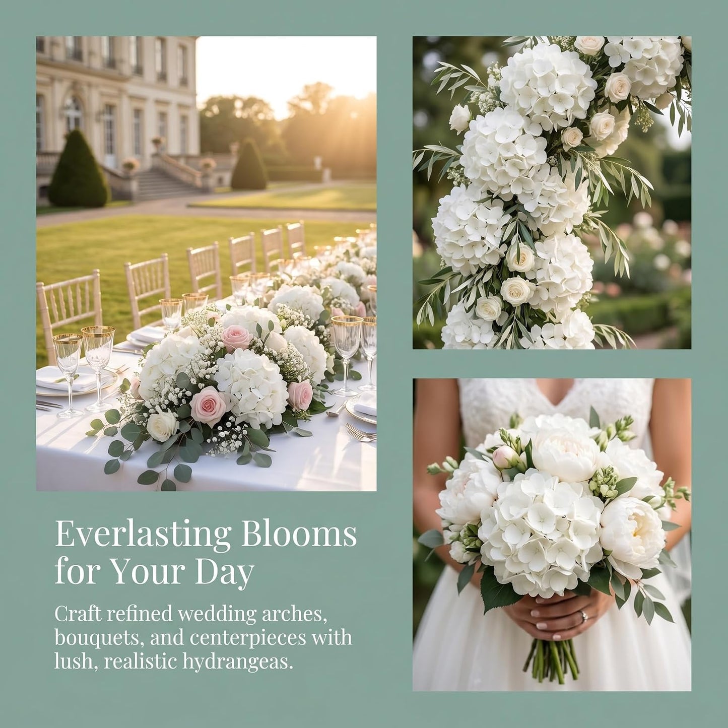 20Pcs Brown Hydrangea Artificial Flowers Bulk Realistic Silk Faux Hydrangea Heads with Stems Fake Flowers for Wedding Table Centerpieces, Arch,Baby Shower,Home,Party DIY Decoration