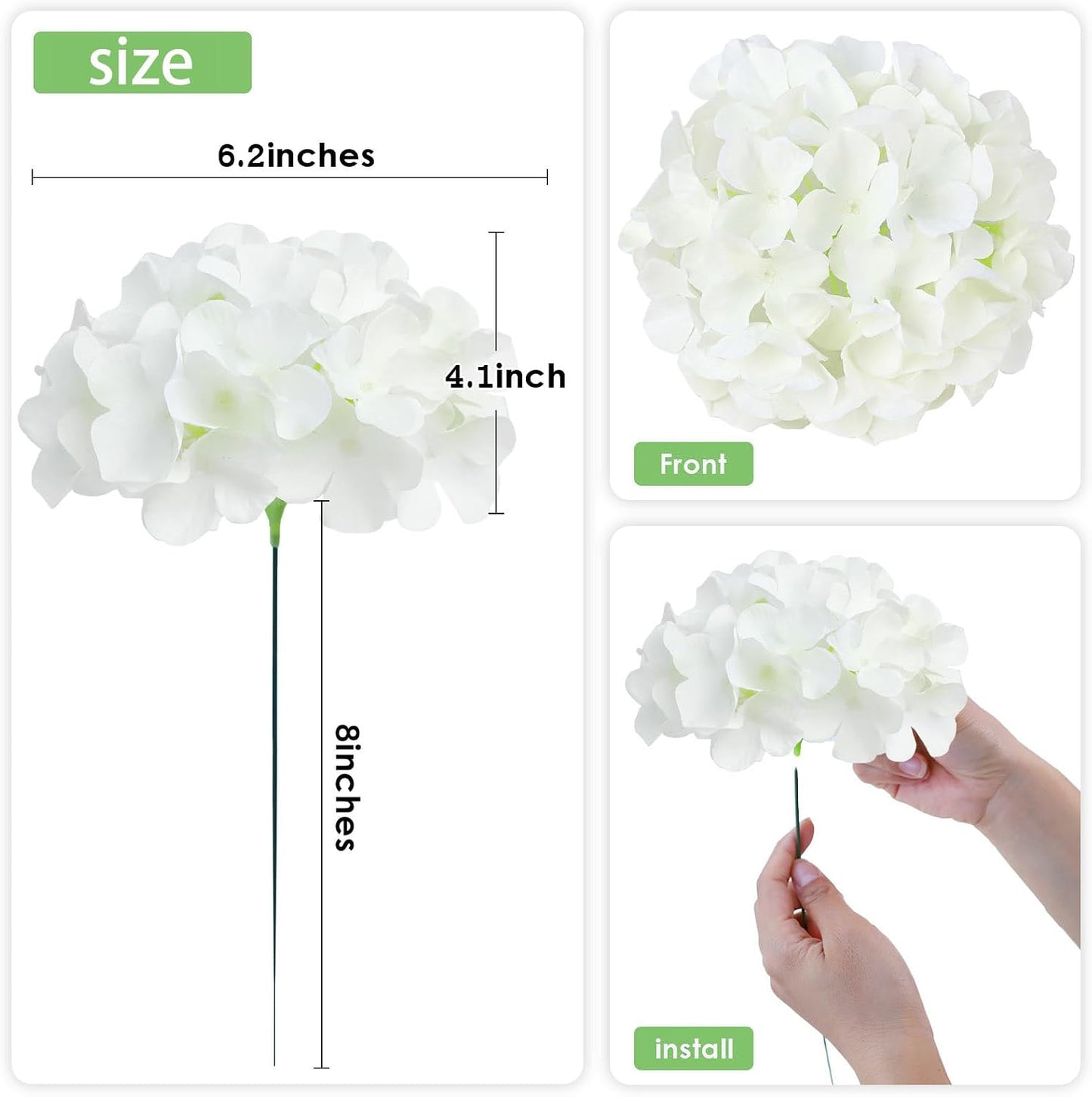 20Pcs Brown Hydrangea Artificial Flowers Bulk Realistic Silk Faux Hydrangea Heads with Stems Fake Flowers for Wedding Table Centerpieces, Arch,Baby Shower,Home,Party DIY Decoration