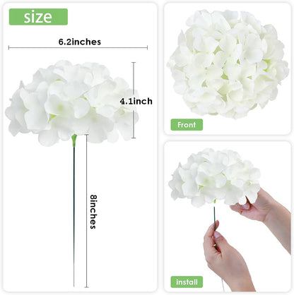 20Pcs Brown Hydrangea Artificial Flowers Bulk Realistic Silk Faux Hydrangea Heads with Stems Fake Flowers for Wedding Table Centerpieces, Arch,Baby Shower,Home,Party DIY Decoration