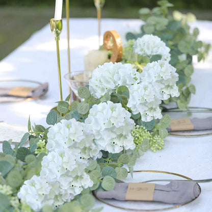 20Pcs Brown Hydrangea Artificial Flowers Bulk Realistic Silk Faux Hydrangea Heads with Stems Fake Flowers for Wedding Table Centerpieces, Arch,Baby Shower,Home,Party DIY Decoration