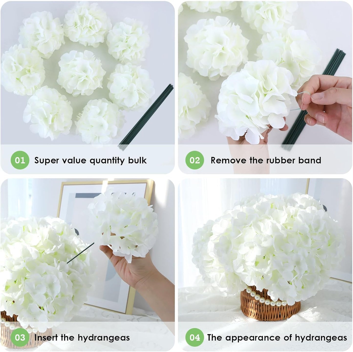 20Pcs Brown Hydrangea Artificial Flowers Bulk Realistic Silk Faux Hydrangea Heads with Stems Fake Flowers for Wedding Table Centerpieces, Arch,Baby Shower,Home,Party DIY Decoration