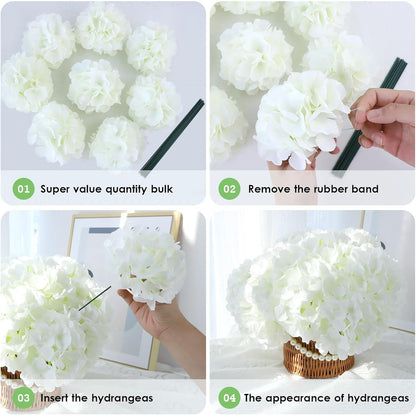 20Pcs Brown Hydrangea Artificial Flowers Bulk Realistic Silk Faux Hydrangea Heads with Stems Fake Flowers for Wedding Table Centerpieces, Arch,Baby Shower,Home,Party DIY Decoration
