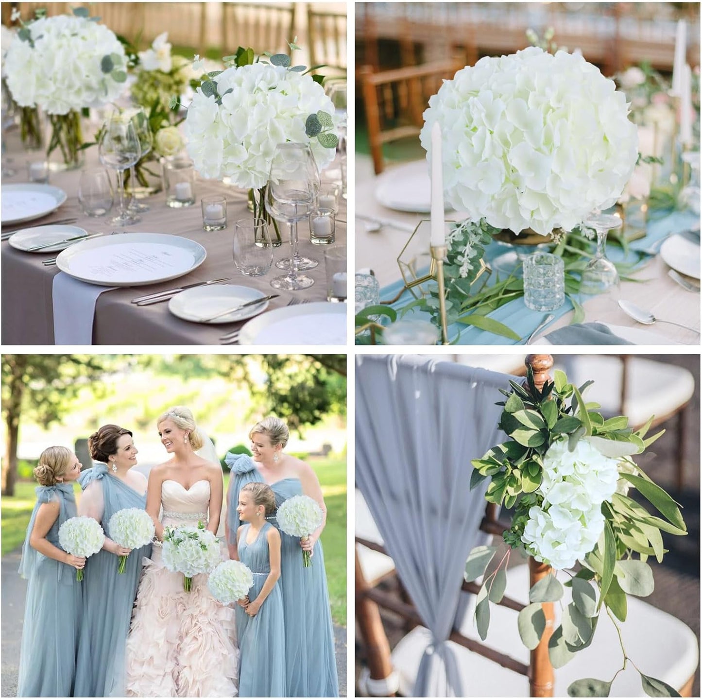20Pcs Brown Hydrangea Artificial Flowers Bulk Realistic Silk Faux Hydrangea Heads with Stems Fake Flowers for Wedding Table Centerpieces, Arch,Baby Shower,Home,Party DIY Decoration