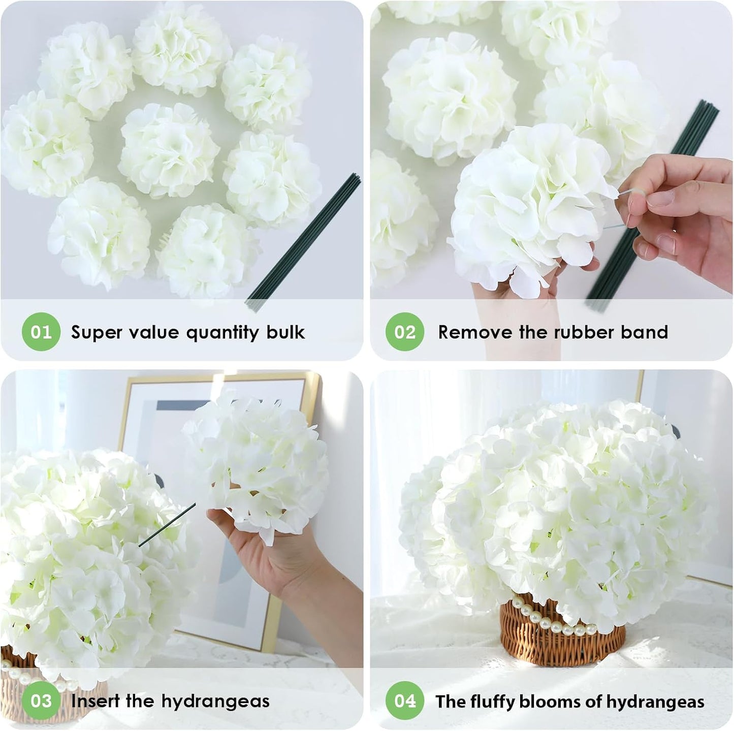 20Pcs Brown Hydrangea Artificial Flowers Bulk Realistic Silk Faux Hydrangea Heads with Stems Fake Flowers for Wedding Table Centerpieces, Arch,Baby Shower,Home,Party DIY Decoration