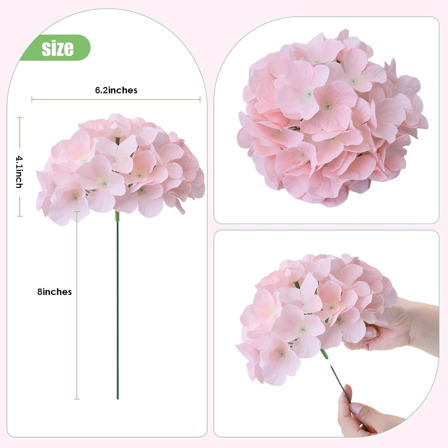 20Pcs Brown Hydrangea Artificial Flowers Bulk Realistic Silk Faux Hydrangea Heads with Stems Fake Flowers for Wedding Table Centerpieces, Arch,Baby Shower,Home,Party DIY Decoration