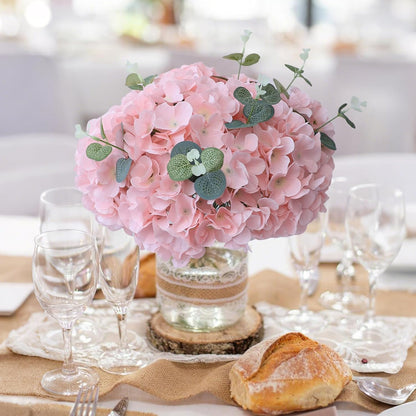 20Pcs Brown Hydrangea Artificial Flowers Bulk Realistic Silk Faux Hydrangea Heads with Stems Fake Flowers for Wedding Table Centerpieces, Arch,Baby Shower,Home,Party DIY Decoration