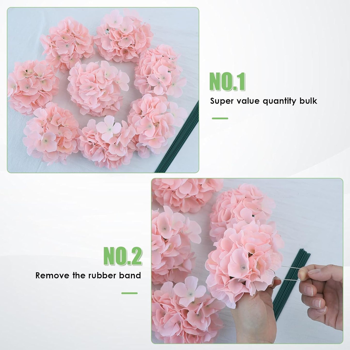 20Pcs Brown Hydrangea Artificial Flowers Bulk Realistic Silk Faux Hydrangea Heads with Stems Fake Flowers for Wedding Table Centerpieces, Arch,Baby Shower,Home,Party DIY Decoration
